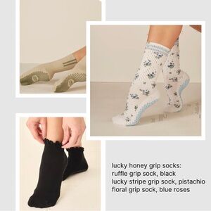 Lucky Honey Set of Three Like New Grip Socks, One Size